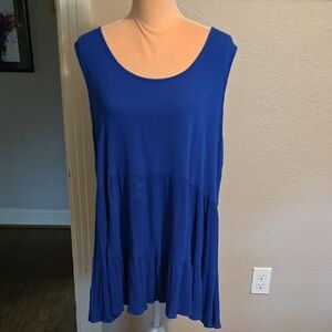 Karen Kane Sheer Long Flowy Royal Blue Blouse Size 2X